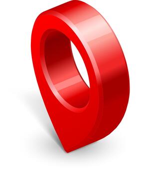 Red glossy map pin pointer icon locating position vector