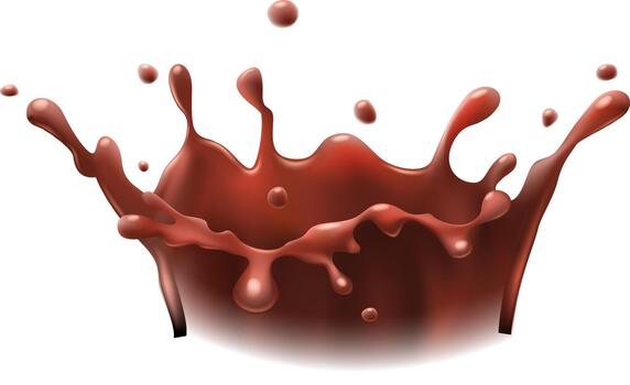 Chocolate liquid splash generating dynamic droplets on white vector