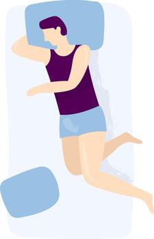 Man sleeping in bed getting deep rest vector