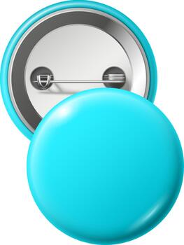 Blank turquoise round label pin button template vector