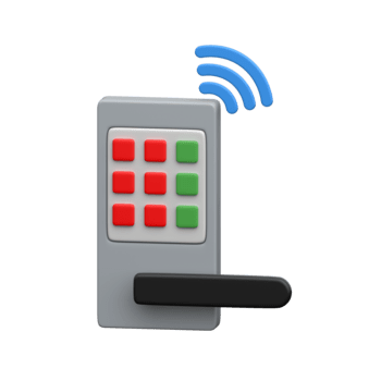 A futuristic wireless smart lock featuring keypad access and digital security png