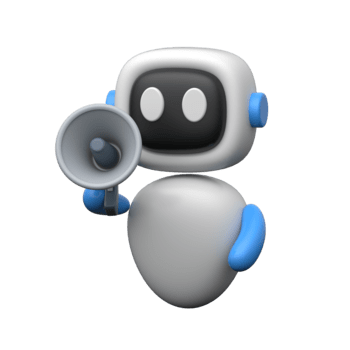 3d robot con megafono che rappresentano automazione e marketing bots png