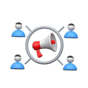 3d bersaglio con utenti e megafono mostrando focalizzata pubblico targeting. png