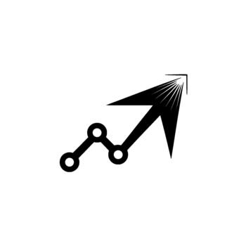 arrow graph ascending with connecting dots representing progress and growth vector