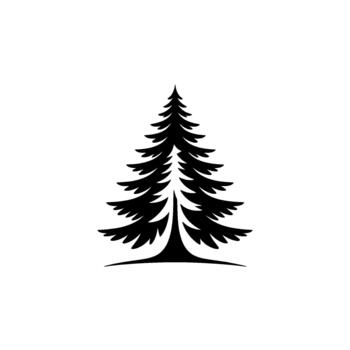 Stylized gradient silhouette of a coniferous evergreen tree with layered branches isolated vector