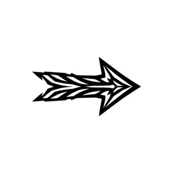 un sorprendentes resumen direccional flecha símbolo con agudo puntiagudo consejos y tribal inspirado interior línea patrones aislado vector