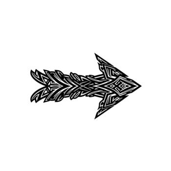 An intricate tribal inspired arrow illustration with sharp edges and detailed geometric patterns vector