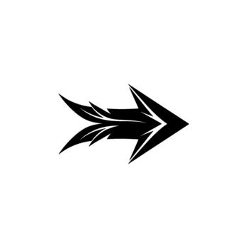 A sleek silhouette of an abstract arrow with sharp pointed edges and feather like accents indicating forward movement and direction vector