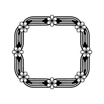 un minimalista ilustración de un decorativo rectangular marco adornado con estilizado flores y fluido líneas vector