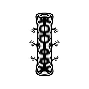 estilizado ilustración de un grueso árbol maletero con intrincado ondulado madera grano patrones y pequeño derivación leña menuda extensión desde sus lados vector