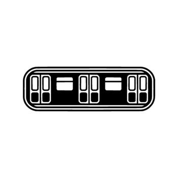 A minimalist stylized representing the side view of a modern subway train car with distinct windows and doors isolated vector