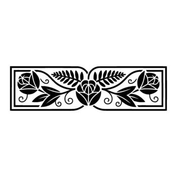 un simétrico floral frontera presentando estilizado rosas y follaje dentro un rectangular marco vector