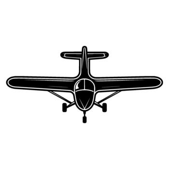 un limpiar ilustración de un pequeño soltero motor hélice avión visto desde el frente con sus alas extendido y aterrizaje engranaje desplegado vector