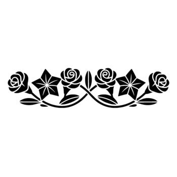 un estilizado silueta frontera presentando repitiendo patrones de floreciente rosas y geométrico estrella formas con delicado vino elementos vector