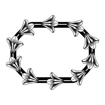 Elegant ornamental frame featuring stylized floral elements and a double horizontal line border vector