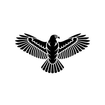 un sorprendentes silueta de un depredador pájaro con alas untado amplio y detallado pluma patrones vector