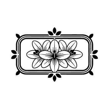 elegante ilustración de un simétrico floral con floreciente flores y decorativo hojas adjunto dentro un redondeado rectangular marco vector