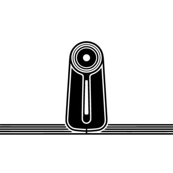 A minimalist abstract of a stylized modern speaker with concentric circles and a metallic sheen vector