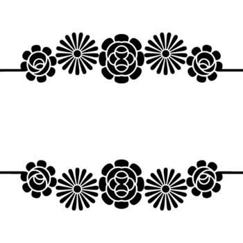 un minimalista frontera presentando un repitiendo modelo de estilizado floral elementos y geométrico rayos de sol motivos vector