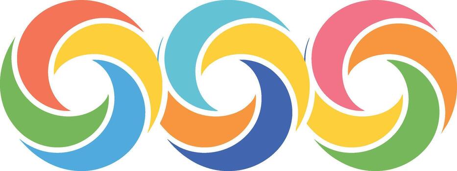 Three colorful swirling abstract shapes on white background vector