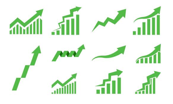 grafico yendo arriba firmar flechas bar gráfico símbolo flecha Moviente arriba. estadística reporte vector