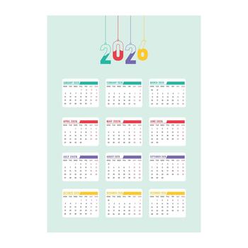 Modern 2026 Calendar Minimal Layout with Monthly Grids, Week Starts on Monday vector