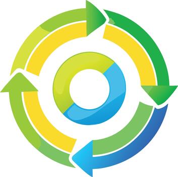 A circular arrow with arrows in it vector