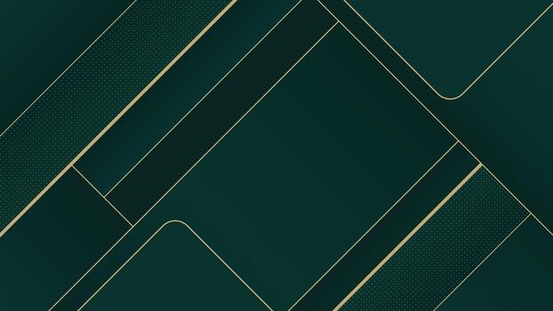 Stylish dark green and gold geometric abstract background featuring clean lines and subtle gradients. Ideal for luxury branding, presentations, posters, covers and elegant design projects. vector