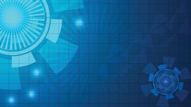 Blue technology background featuring a digital grid pattern with glowing circular interface elements suitable for tech themes cyber designs innovation layouts and modern digital projects vector