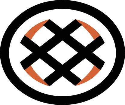 Abstract Geometric Design with Interlocking Shapes and Oval Frame vector