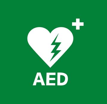 AED. a defibrillator device. automated external defibrillator flat icon. Emergency defibrillator. Heart symbol. Medical logo vector