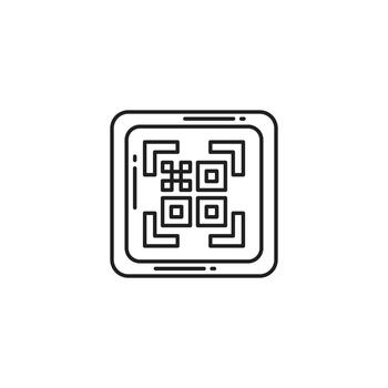 Thin line barcode icon representing online transactions, digital payments, and secure scanning. Perfect for mobile checkout, e-commerce, QR systems, and cashless payments. vector