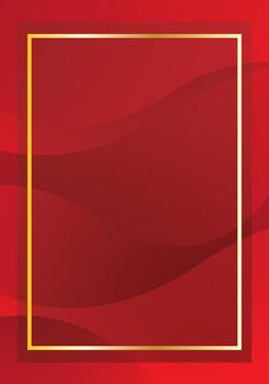 Gold frame with red wave gradient abstract digital background vector