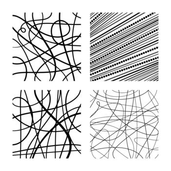 Modern Abstract Chaotic Lines and Geometric Dots Texture Background Collection vector