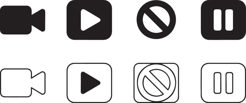 Multimedia control signs set with play pause record stop symbols and media player vector