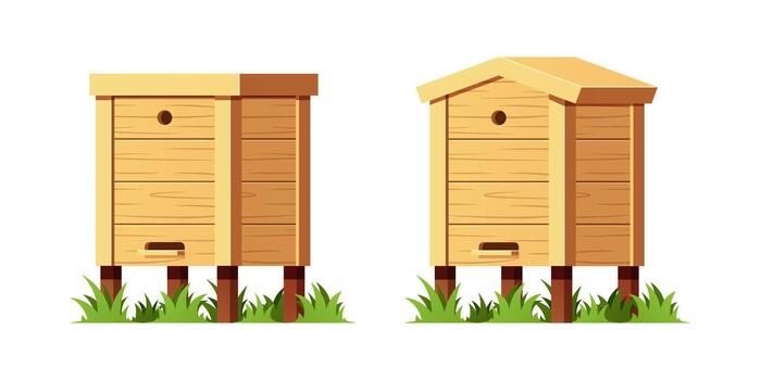 de madera Colmena estructura con múltiple apilado cajas usado en miel producción aislado en blanco antecedentes. vector