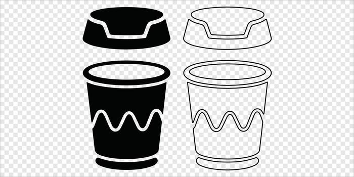 Coffee cup and saucer with wavy middle pattern Silhouette and Outline vector