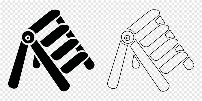 Folding stool with hinged seat and triangular shape Silhouette and Outline vector