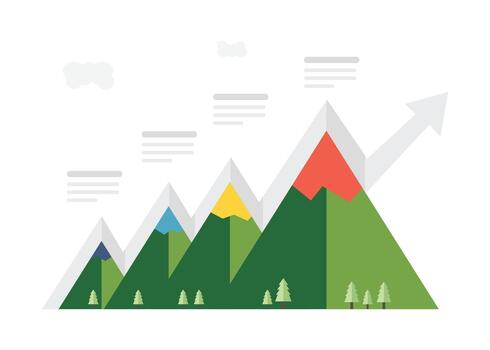 Mountain Metric. Visualizing Business Milestones, Consistent Progress, and Future Trends vector