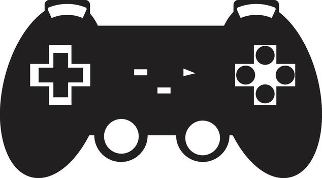 Black and White Game Controller on White Background vector