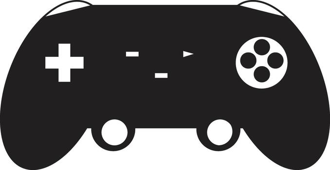 Black and White Game Controller Isolated on White Background vector