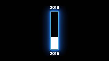 Blue color neon line loading bar from 2015 to 2016 animation isolated on black background video