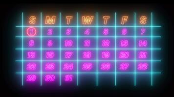 destacando fecha número 1 con rojo circulo en un calendario animación aislado en negro antecedentes video