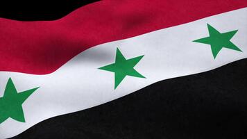 Syrian flag seamless loop waving in wind animation isolated on black background video