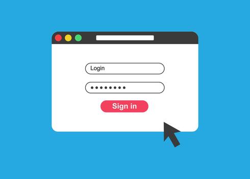digital iniciar sesión interfaz con iniciar sesión y contraseña campos y iniciar sesión cursor botón vector