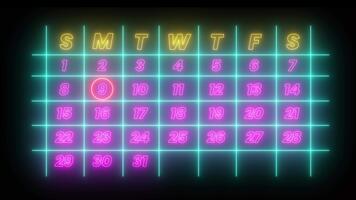 destacando fecha número 9 9 con rojo circulo en un calendario animación aislado en negro antecedentes video