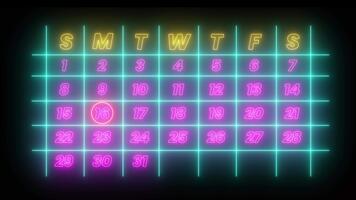Highlighting date number 16 with red circle on a calendar animation isolated on black background video
