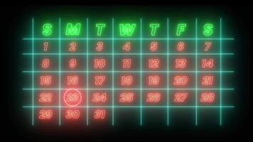 Highlighting date number 23 on a calendar animation isolated on black background video