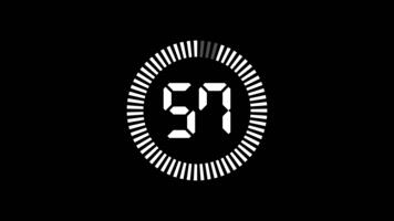 nedräkning timer från 60 till 0 sekunder animering isolerat på svart bakgrund video