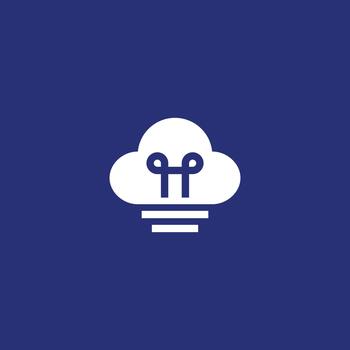 Minimal cloud lamp logo with bold lines and modern style, suitable for technology, lighting, and creative branding concepts. vector